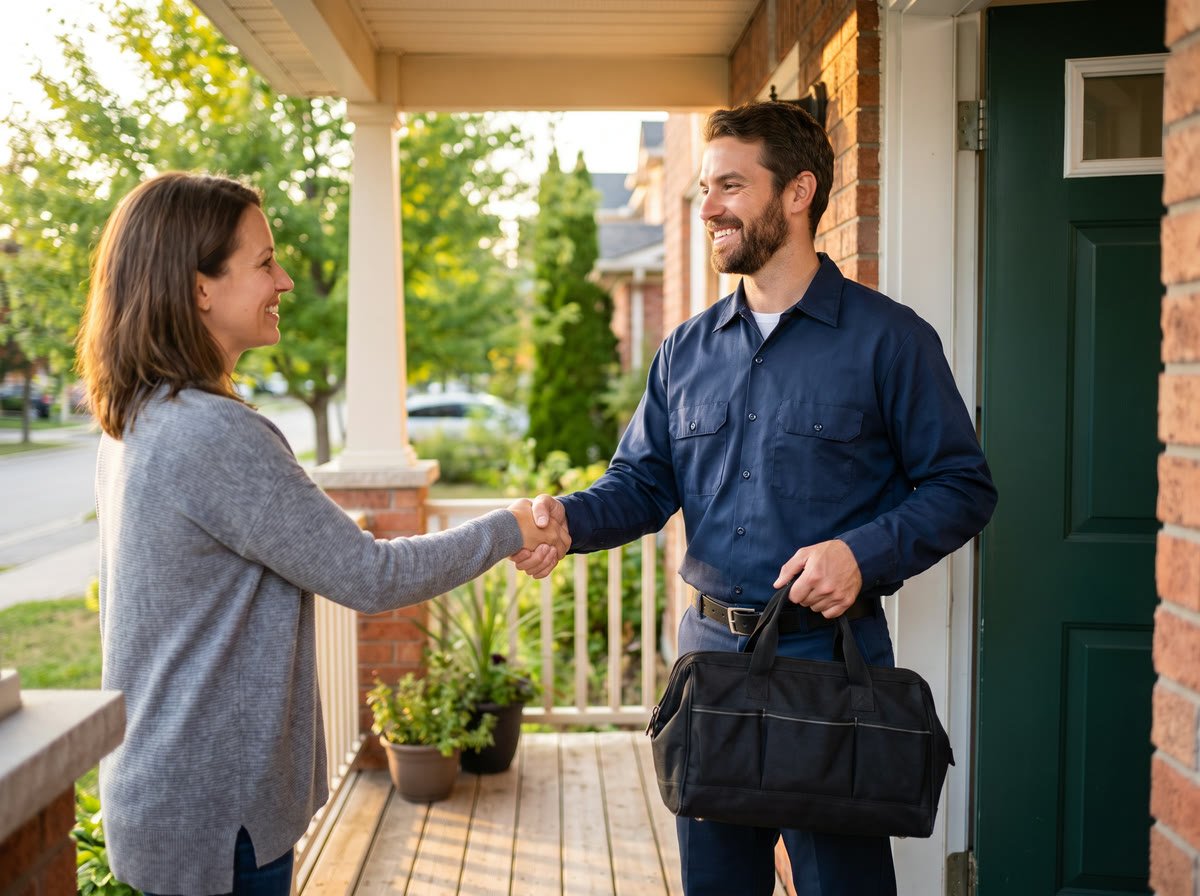 HEC Ottawa technician greeting a homeowner at their front door